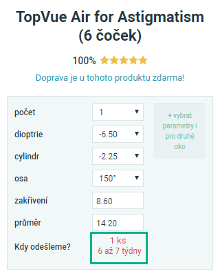 Alensa neskladové zboží - doručovací časy