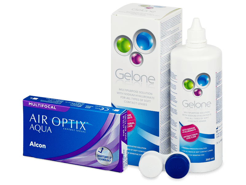 Air Optix Aqua Multifocal (6 čoček) + roztok Gelone 360 ml