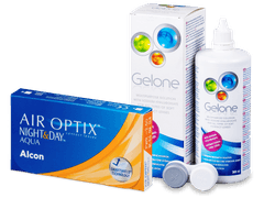 Air Optix Night and Day Aqua (6 čoček) + roztok Gelone 360ml