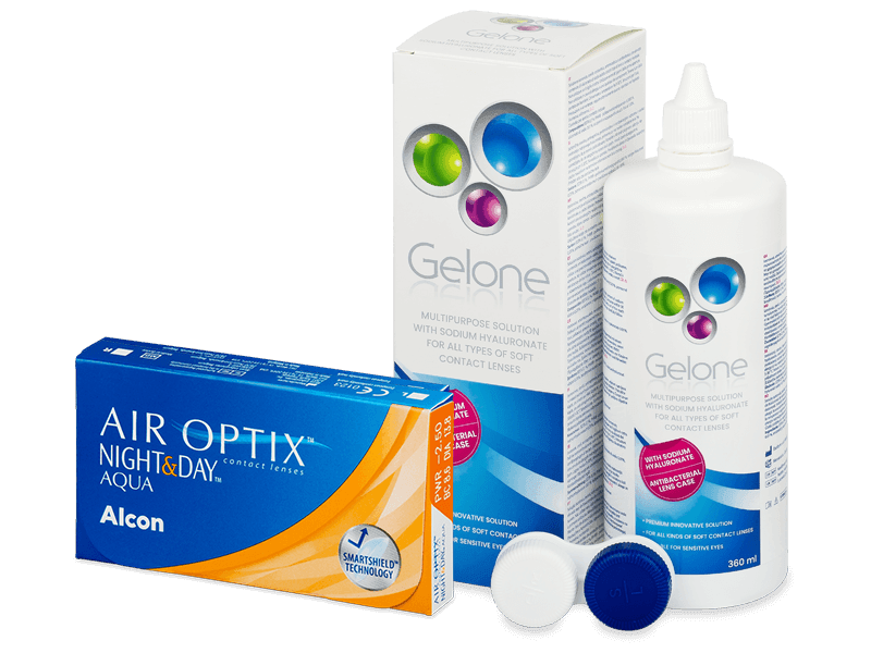 Air Optix Night and Day Aqua (6 čoček) + roztok Gelone 360 ml