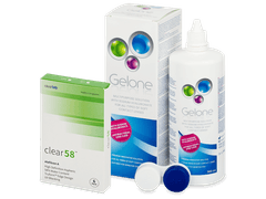 Clear 58 (6 čoček) + roztok Gelone 360 ml