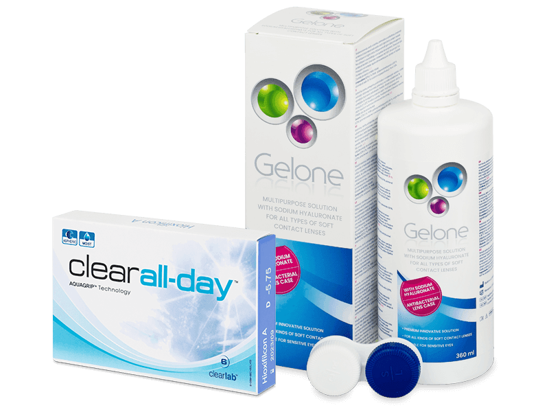 Clear All-Day (6 čoček) + roztok Gelone 360 ml