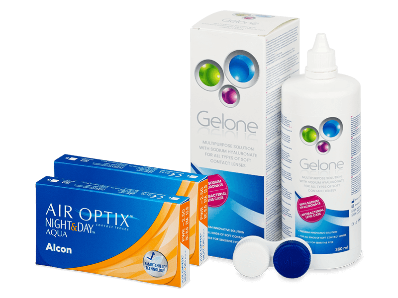 Air Optix Night and Day Aqua (2x3 čočky) + roztok Gelone 360 ml