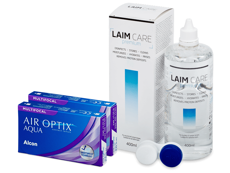 Air Optix Aqua Multifocal (2x 3 čočky) + roztok Laim Care 400 ml