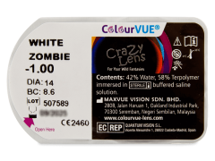ColourVUE Crazy Lens - White Zombie - dioptrické (2 čočky)