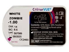 ColourVUE Crazy Lens - White Zombie - dioptrické (2 čočky)