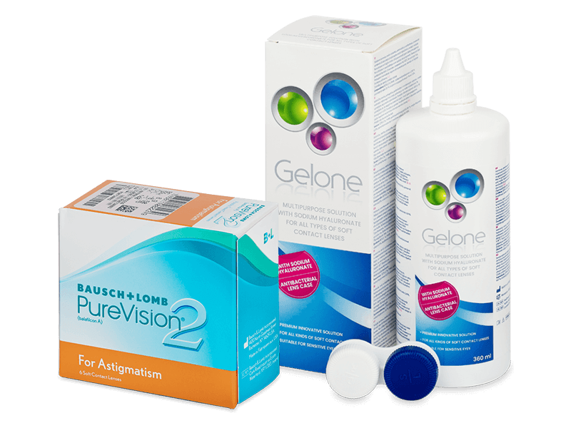 PureVision 2 for Astigmatism (6 čoček) + roztok Gelone 360 ml
