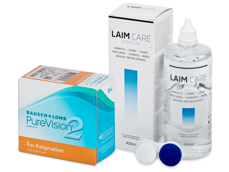 PureVision 2 for Astigmatism (6 čoček) + roztok Laim Care 400 ml