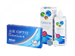 Air Optix plus HydraGlyde (3 čočky) + roztok Gelone 360 ml