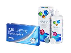 Air Optix plus HydraGlyde (3 čočky) + roztok Gelone 360 ml