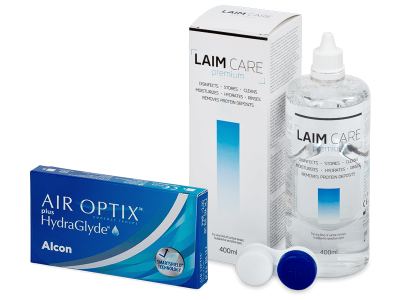 Air Optix plus HydraGlyde (3 čočky) + roztok Laim Care 400 ml