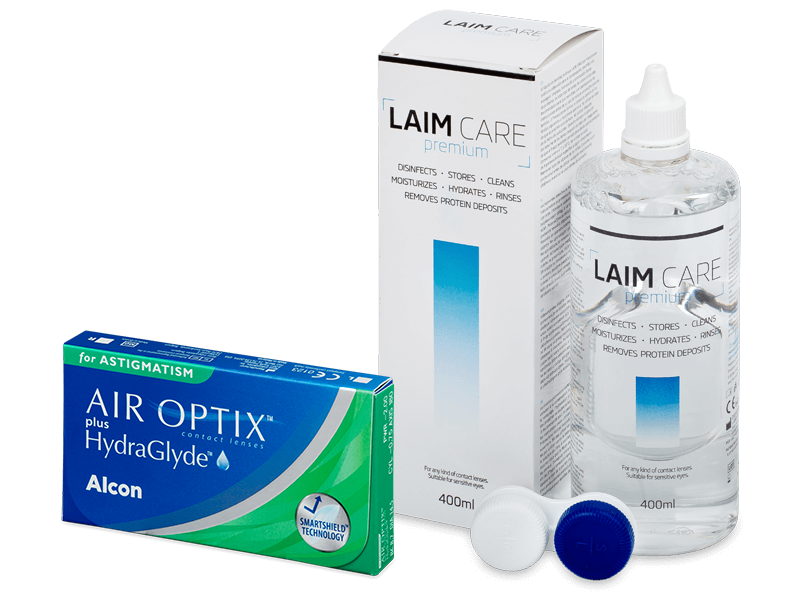 Air Optix plus HydraGlyde for Astigmatism (6 čoček) + roztok Laim-Care 400 ml