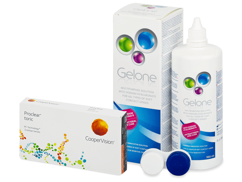 Proclear Toric (3 čočky) + roztok Gelone 360 ml