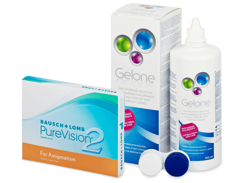 PureVision 2 for Astigmatism (3 čočky) + roztok Gelone 360 ml