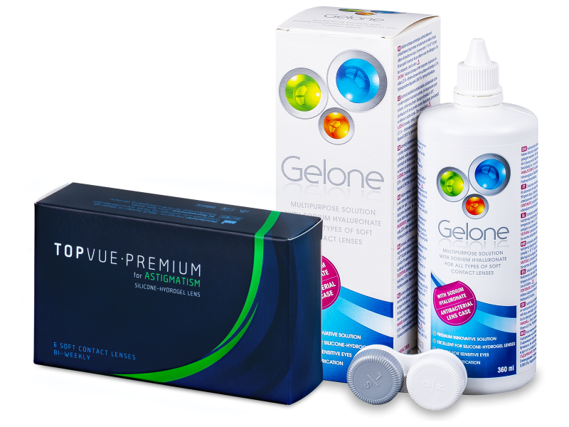 TopVue Premium for Astigmatism (6 čoček) + roztok Gelone 360 ml