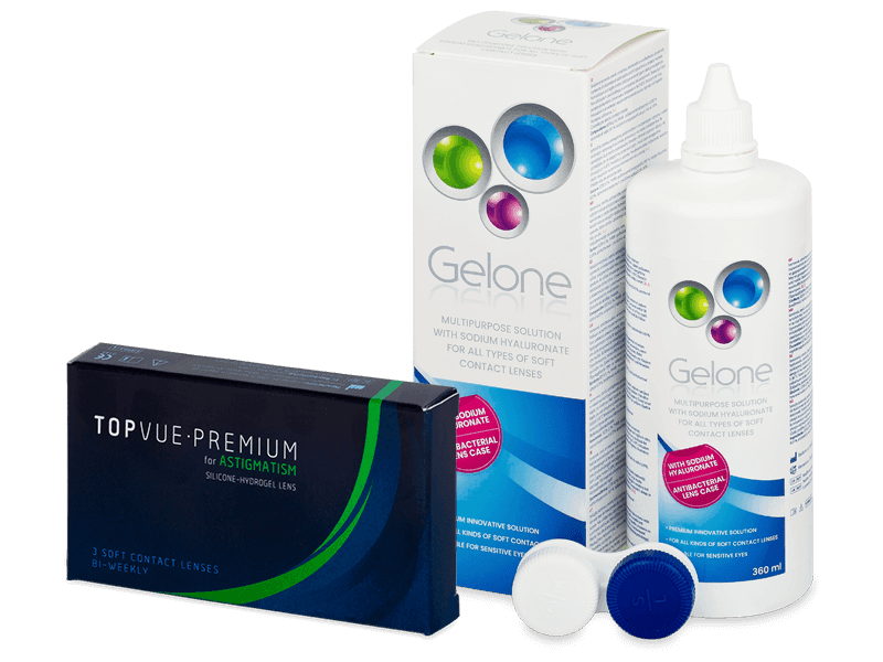 TopVue Premium for Astigmatism (3 čočky) + roztok Gelone 360 ml