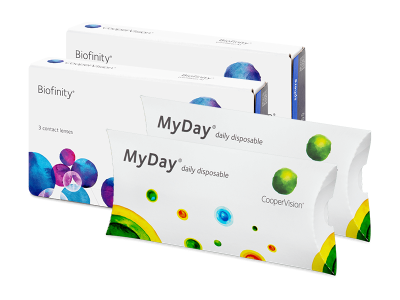 Biofinity (2x 3 čočky) + jednodenní kontaktní čočky MyDay daily disposable (2x 5 čoček) ZDARMA