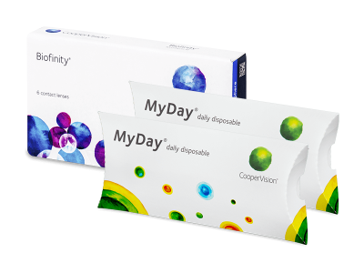 Biofinity (6 čoček) + jednodenní kontaktní čočky MyDay daily disposable (2x 5 čoček) ZDARMA