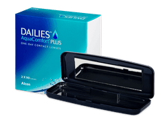 Dailies AquaComfort Plus (180 čoček) + pevné pouzdro na jednodenní čočky - Alensa ZDARMA
